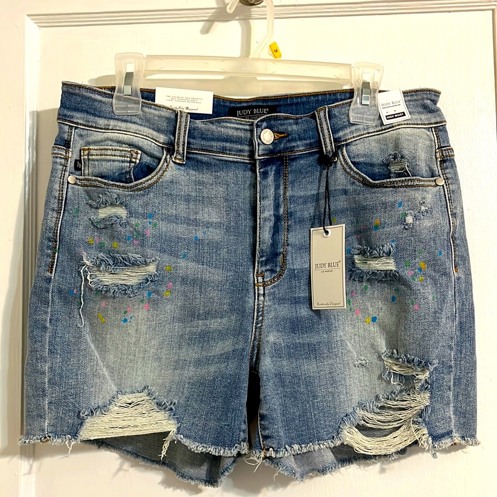 Judy Blue High Waist Paint Slash shorts